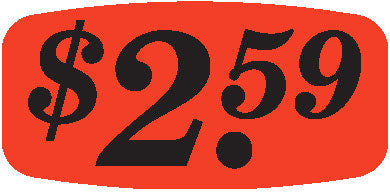 $2.59 Price Labels, $2.59 Price Stickers 1000/Roll