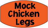 Mock Chicken Legs DayGlo Labels, Mock Chicken Leg Stickers