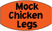 Mock Chicken Legs DayGlo Labels, Mock Chicken Leg Stickers