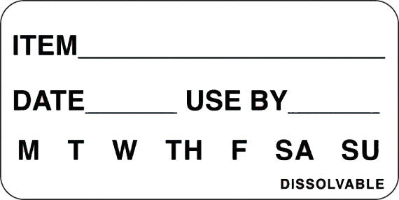 7 Day/Item/Date/Use By - Dissolvable Labels