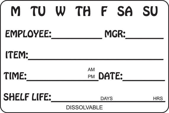 7 Day/Item/Time/Date Shelf Life - Dissolvable