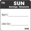 Sunday Black ITEM/USE BY Dissolvable 1" Square Labels