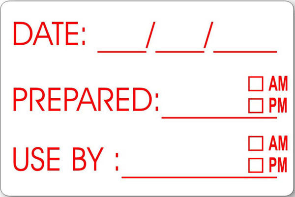 Date/Prepared/Use By/Time - Ultra Removable Labels