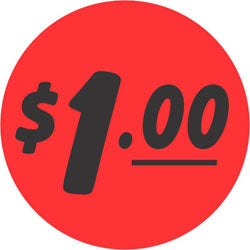 $1.00 Price Labels, Stickers 1000/Roll