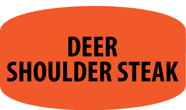 Deer Shoulder Steak DayGlo Labels, Deer Shoulder Steak Stickers