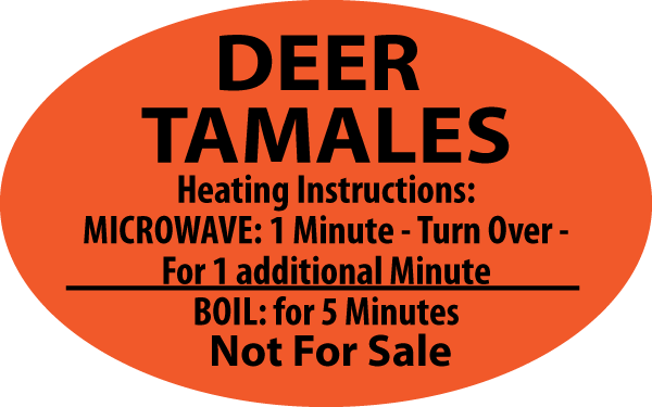 Deer/Venison Tamale DayGlo Oval Labels, Stickers