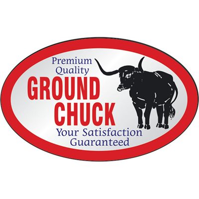 Ground Chuck Foil Labels, Ground Chuck Stickers