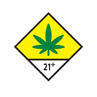 21+ Marijuana Warning Label