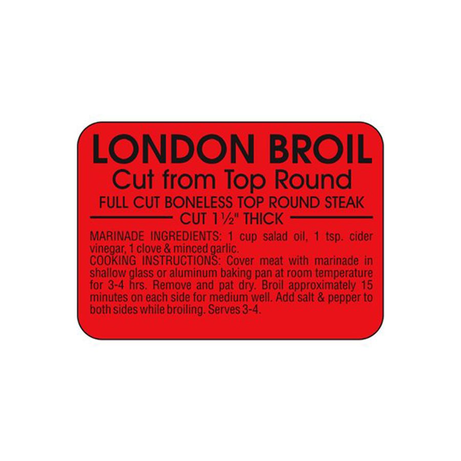 London Broil Recipe Label, London Broil Sticker