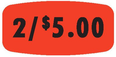 2 For $5.00 DayGlo Price Label