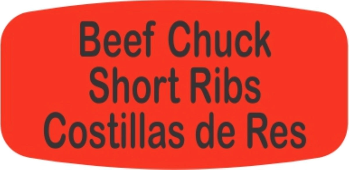Beef Chuck Short Ribs - Costillas de Res Dayglo Label - 10 MIN