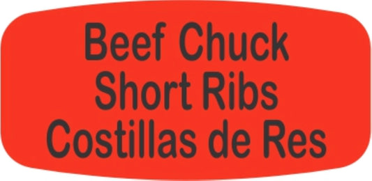 Beef Chuck Short Ribs - Costillas de Res Dayglo Label - 10 MIN
