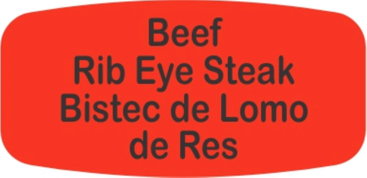 Beef Rib Eye Steak / Bistec de Lomo de Res Dayglo Label - 10 MIN