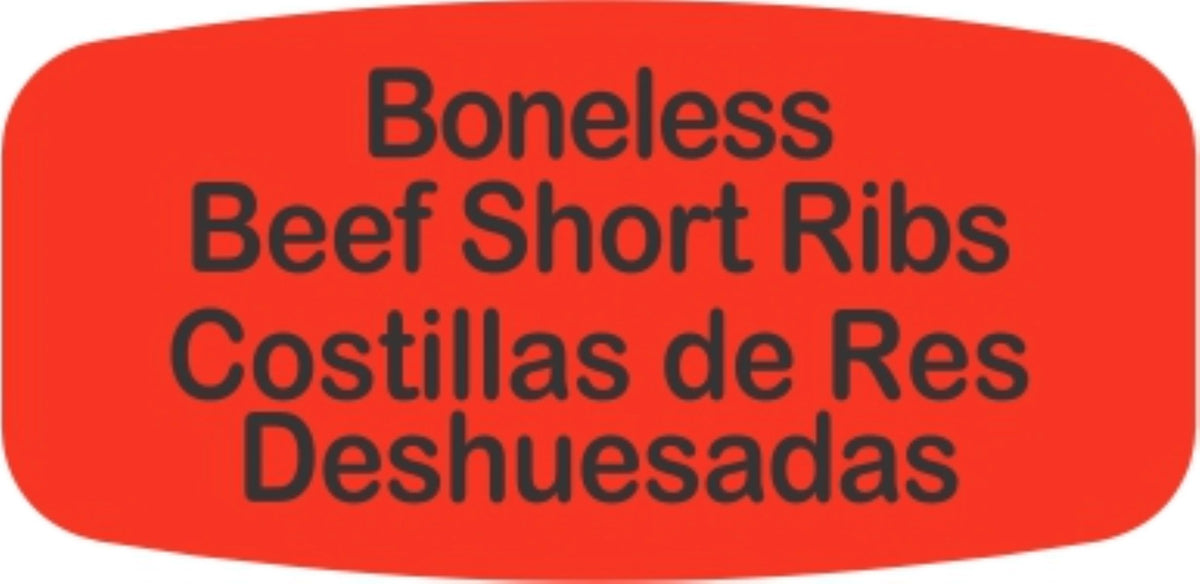 Boneless Beef Short Ribs / Costillas de Res Deshuesadas DayGlo Label -  10 MIN