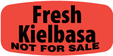 Fresh Kielbasa Sausage Not For Sale Dayglo Label, Stickers