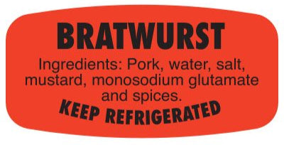 Bratwurst Ingredient DayGlo Label