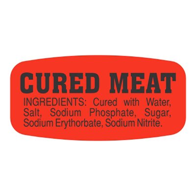 Cured Meat with Ingredients DayGlo Label