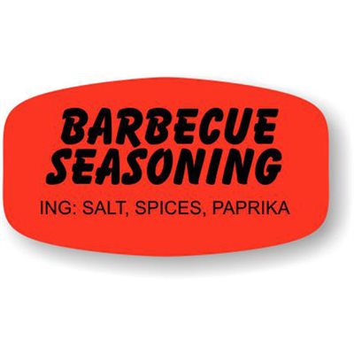 Barbecue Seasoning Ingredient DayGlo Labels, BBQ Stickers