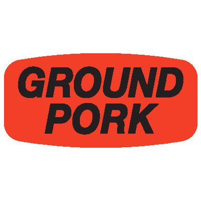 Ground Pork DayGlo Label, 1000/Roll