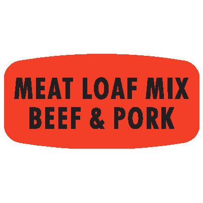 Meat Loaf Beef and Pork DayGlo Labels, Stickers