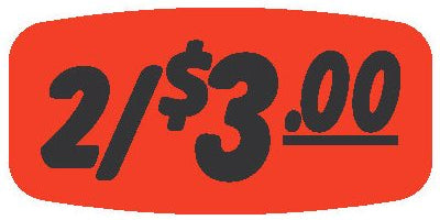 2 For $3.00 Price DayGlo Label
