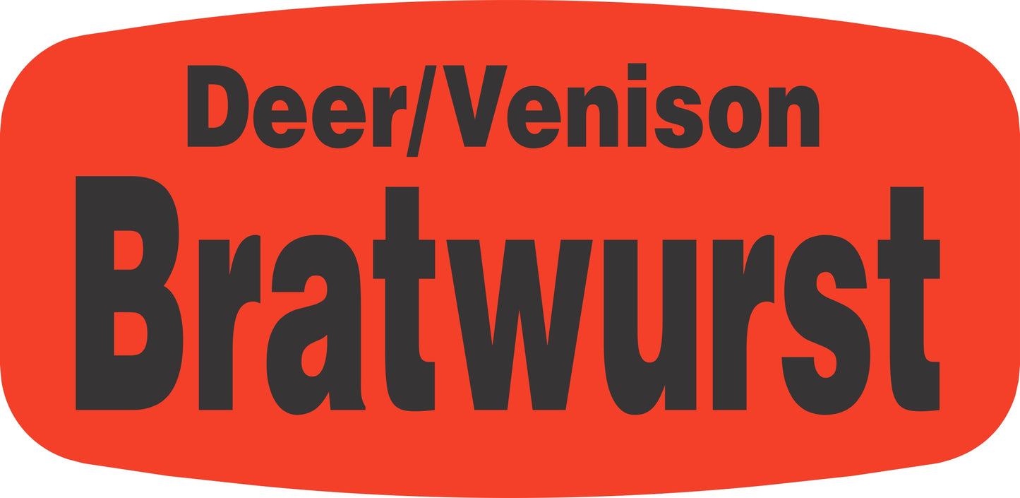 Deer/Venison Bratwurst DayGlo Label