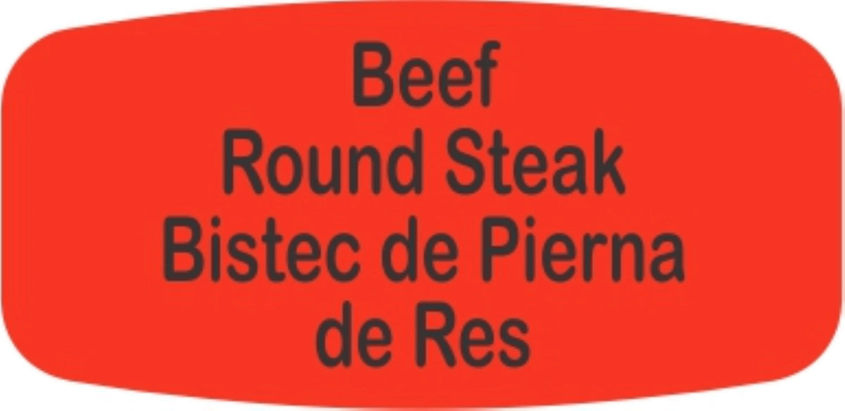 Beef Round Steak - Bistec de Pierna de Res DayGlo Label - 10 MIN
