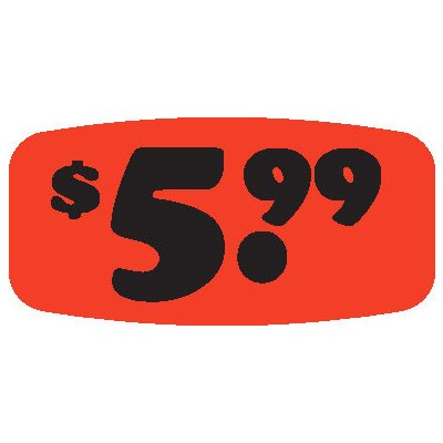 $5.99 Red Orange DayGlo Price Labels