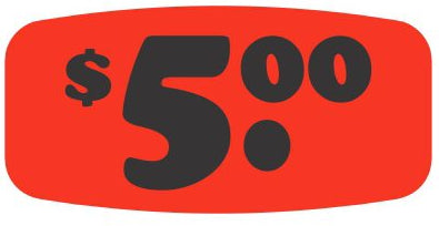 $5.00 Price Label