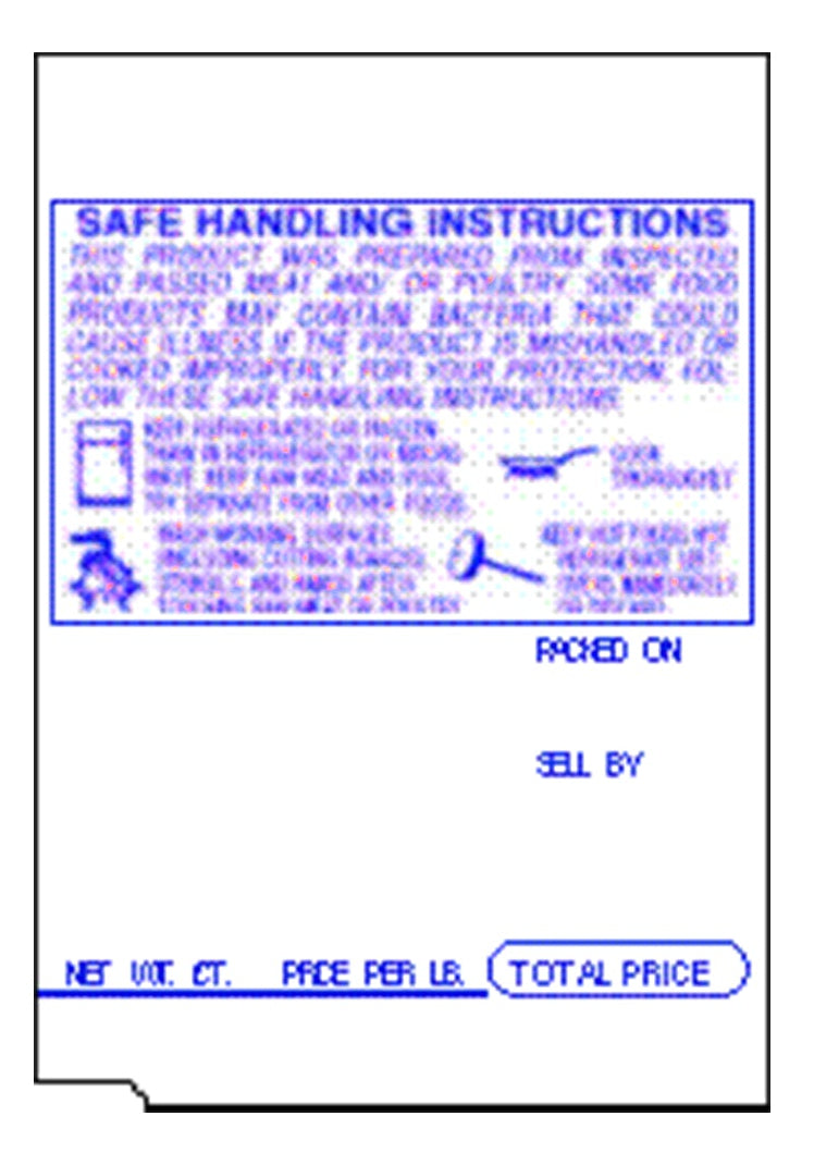 TEC SL-66-30/SL-6600 48mm x 68.8mm BLUE w/ Safe Handling Labels