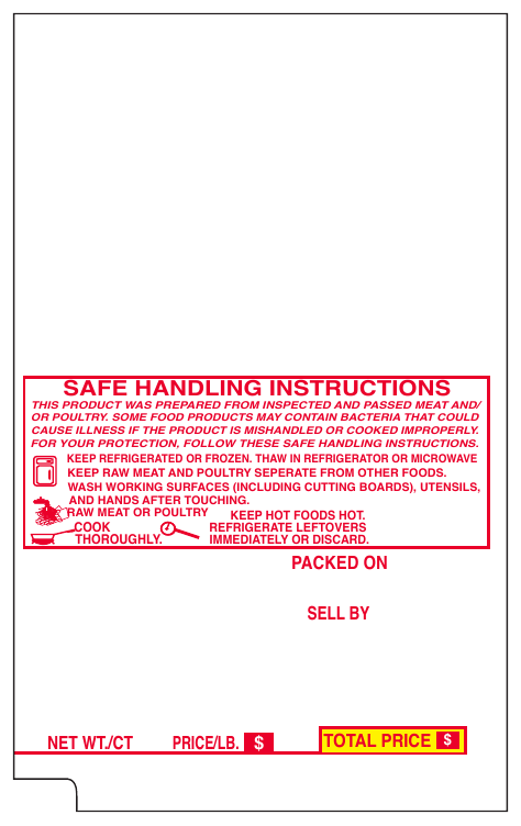 TEC SL-9000 UPC 57mm x 92.8mm Scale Labels w/ Safe Handling - RED