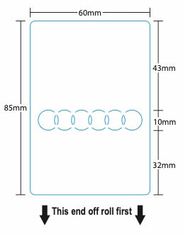 Ishida 60mm x 85mm Blank POLY FREEZER Labels w/ Security Circles - 10 MIN