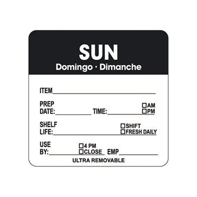 2"x 2" Sun Day of the Week - Ultra Removable