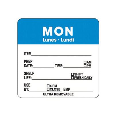 2"x 2" Mon Day of the Week - Ultra Removable