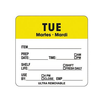 2"x 2" Tuesday Day of the Week - Ultra Removable