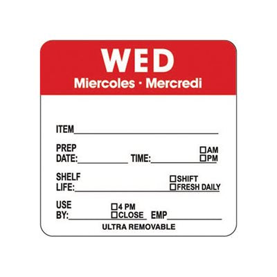 2"x 2" Wednesday Day of the Week - Ultra Removable