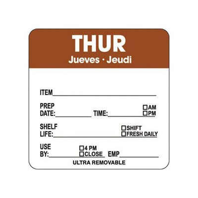 2"x 2" Thursday Day of the Week - Ultra Removable