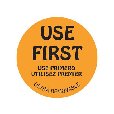 USE FIRST Trilingual 3" - Ultra Removable Labels, 500/Roll