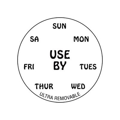 USE BY Day of Week 2" Circle