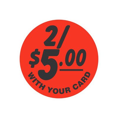 2 For $5.00 With Your Card 1.25" Circle DayGlo Price Labels