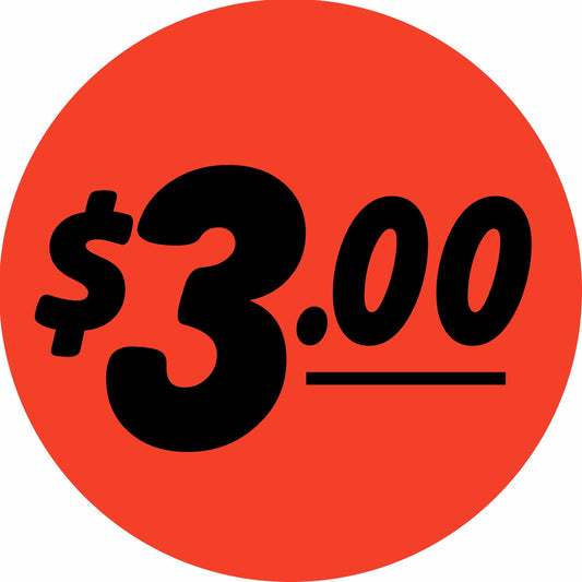$3.00 Price 1.25" Circle Label - 50 MIN