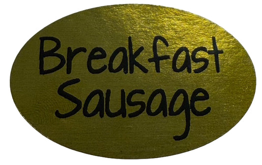 Breakfast Sausage Gold Foil Oval Label