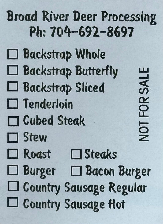 Broad River Deer Processing - Custom Labels