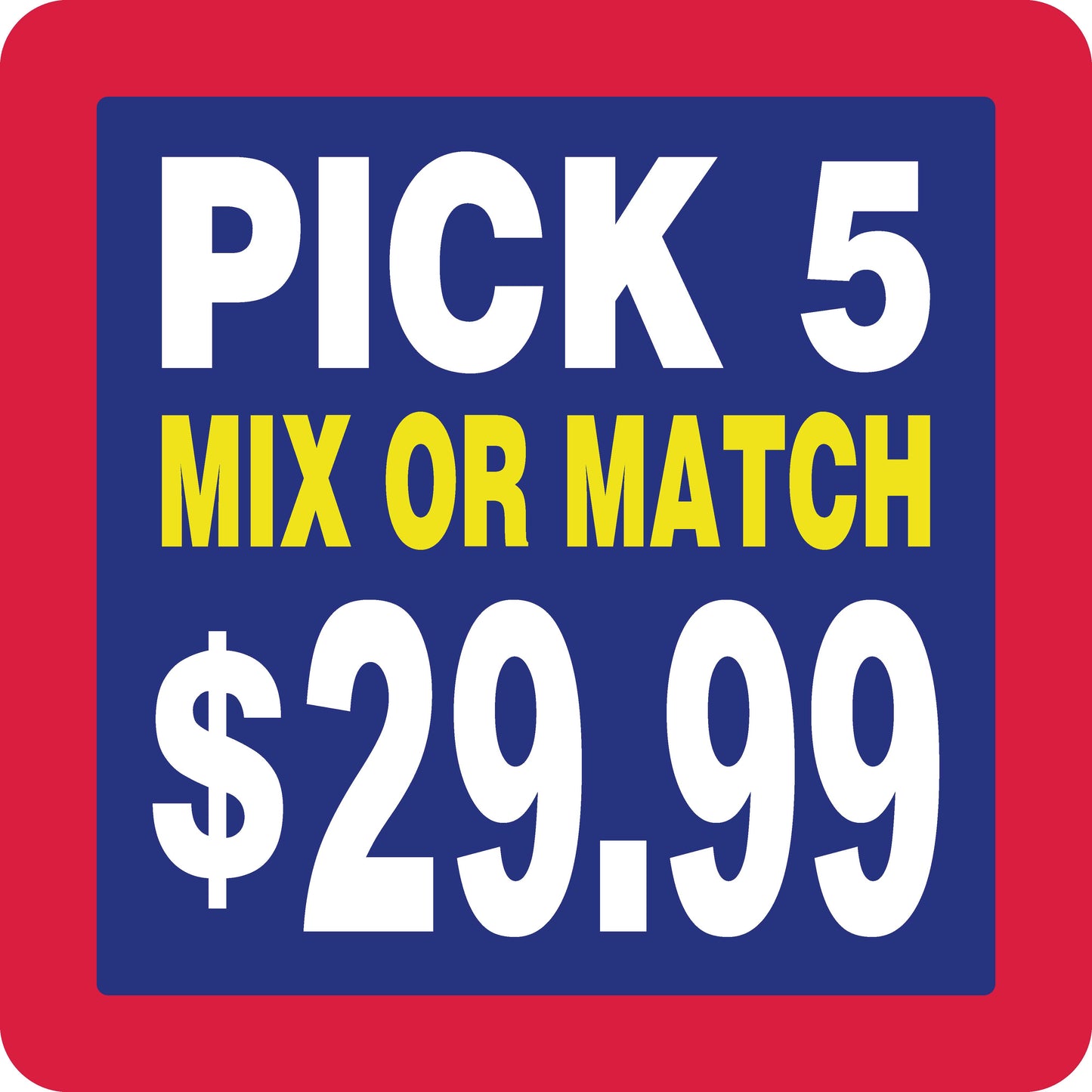 Pick 5 Mix or Match Label