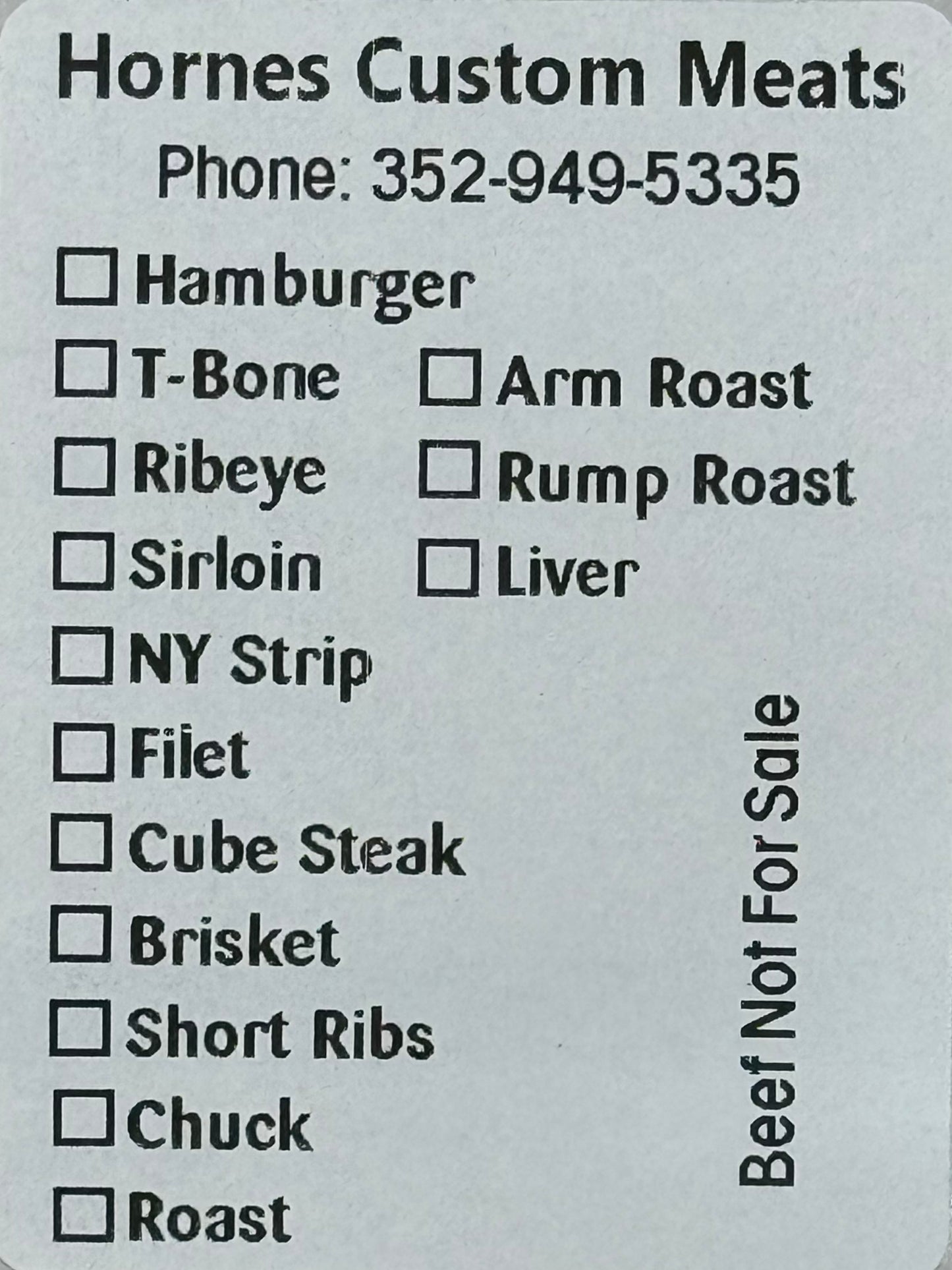 Hornes Custom Meats Custom Labels