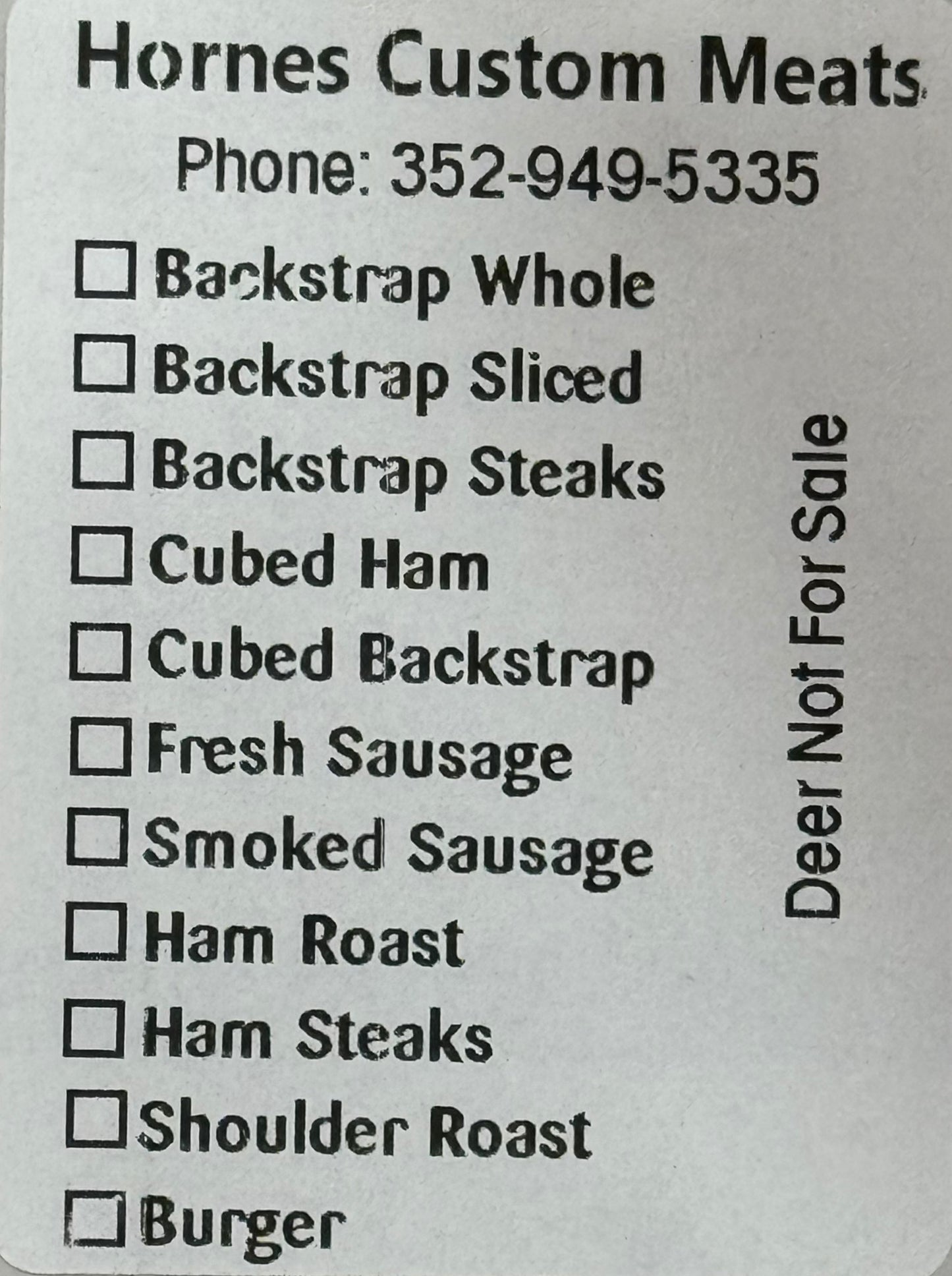 Hornes Custom Meats Custom Labels