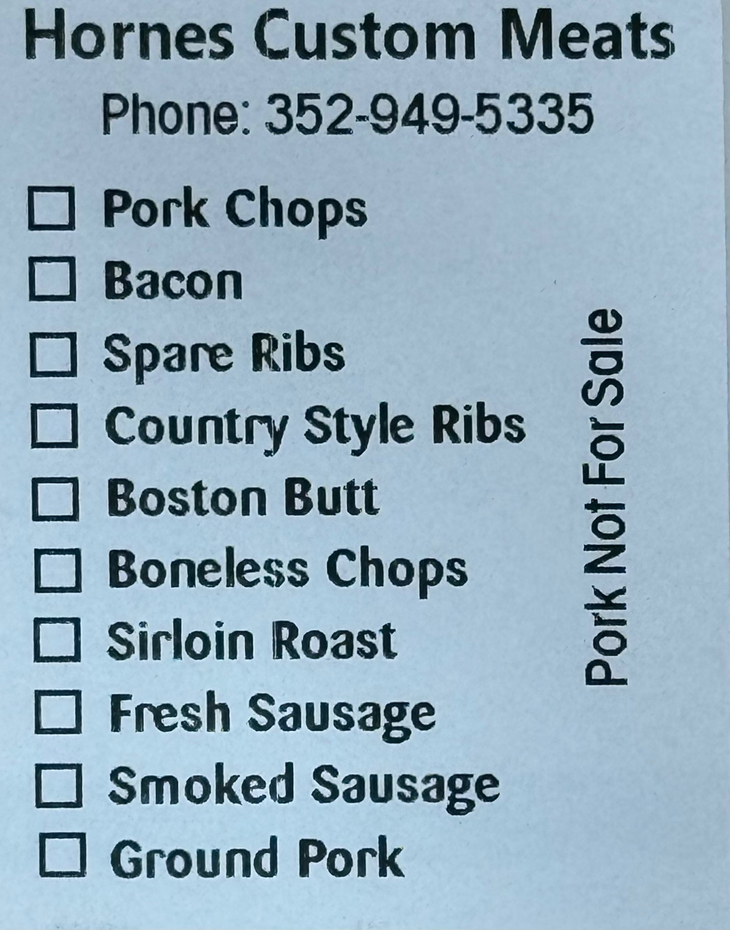 Hornes Custom Meats Custom Labels