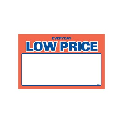 3.5" x 5.5" EVERYDAY LOW PRICE Grocery Store Sign Blanks