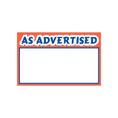 7" x 11" AS ADVERTISED Grocery Store Sign Blanks