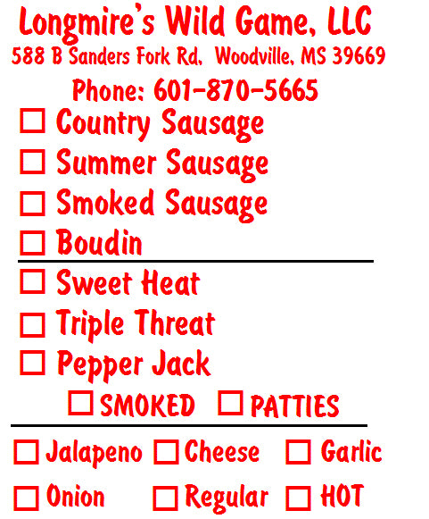 Longmire's Wild Game - Custom Labels